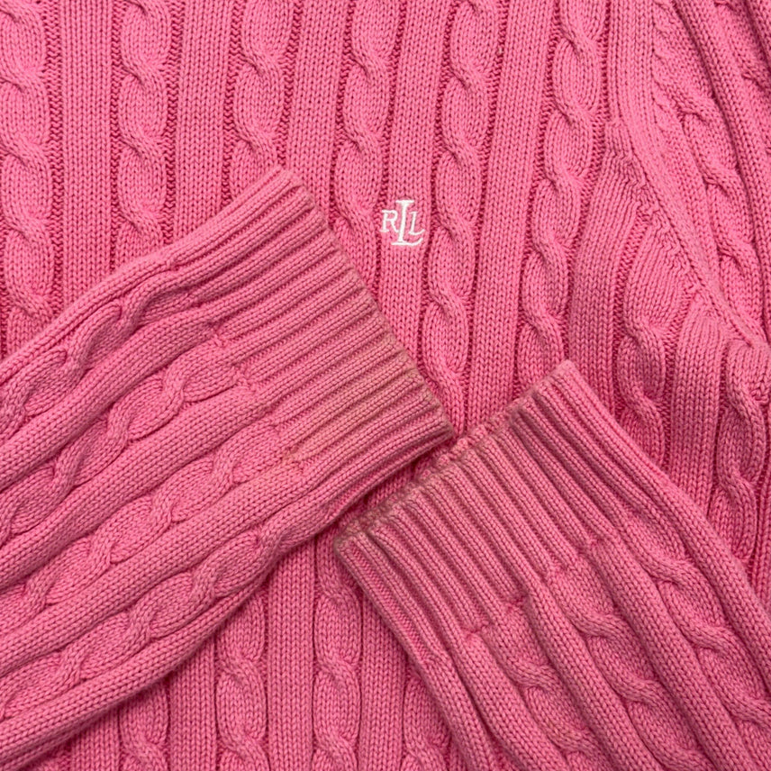 [BUNJANG] M Polo Ralph Lauren Pink Cable Knit Sweater / M POLO 폴로 로렌 핑크 케이블 니트