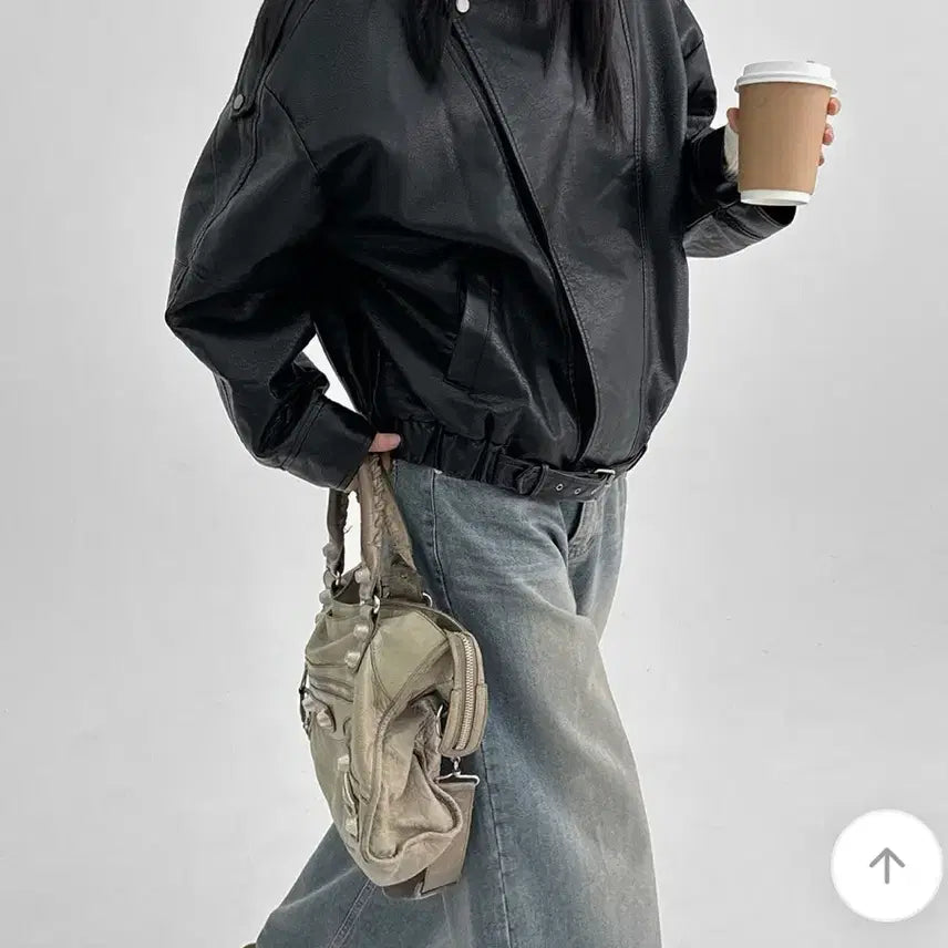 [BUNJANG] BlackUp High Neck Leather Jacket / 블랙업 하이넥 레더 자켓