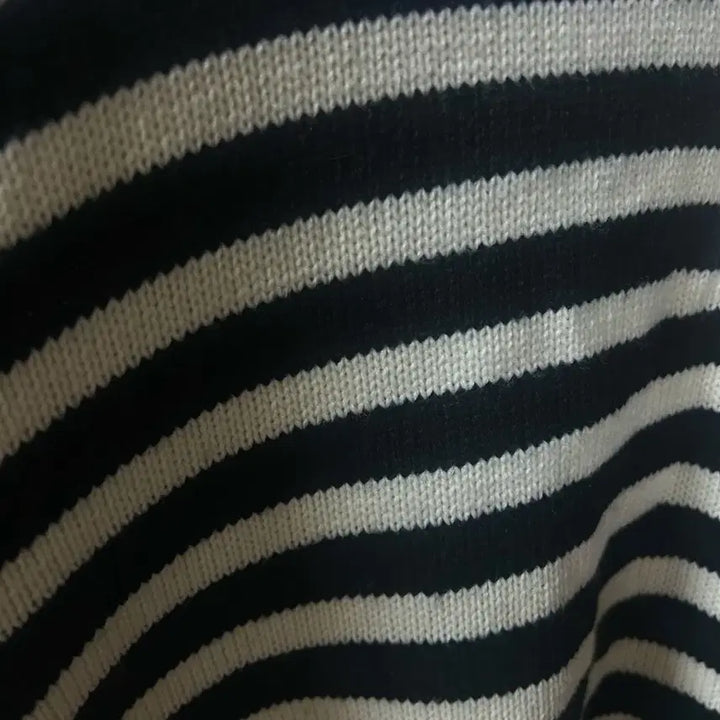 [BUNJANG] Striped Collar Knit Top / 단가라 스트라이프 카라 니트 새상품