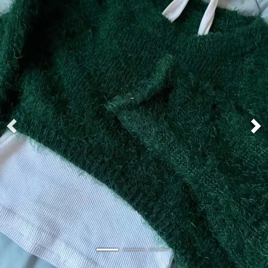 [BUNJANG] Green Fur Crop Knit Sweater / 초록색 퍼 크롭 니트 새상품