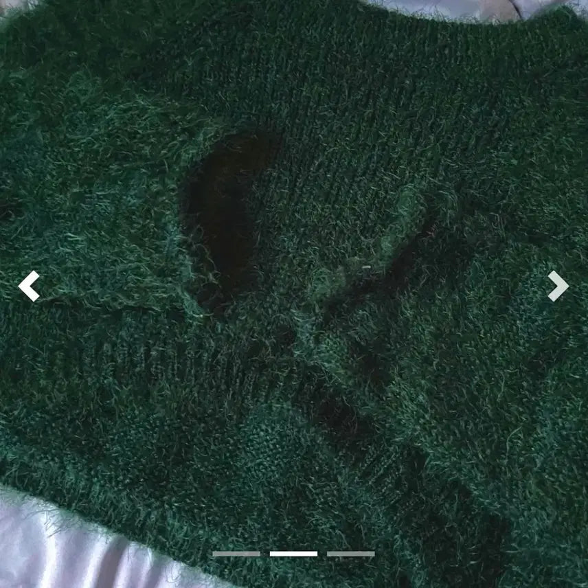 [BUNJANG] Green Fur Crop Knit Sweater / 초록색 퍼 크롭 니트 새상품