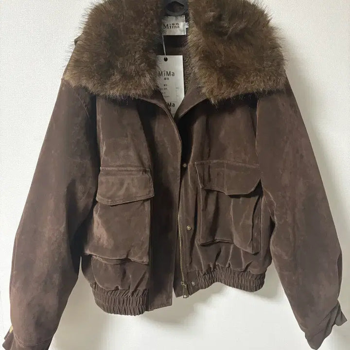 [BUNJANG] Brown Suede Shearling Fur Jacket / 브라운 스웨이드 양털 퍼 자켓