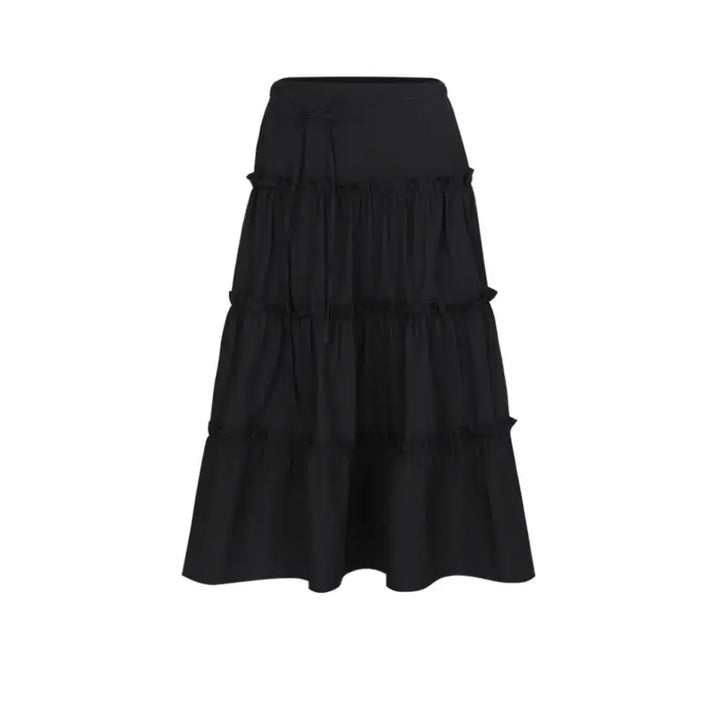 [BUNJANG] Blackup Signature Flare Long Skirt / 블랙업 시그니 플레어 롱스커트 블랙