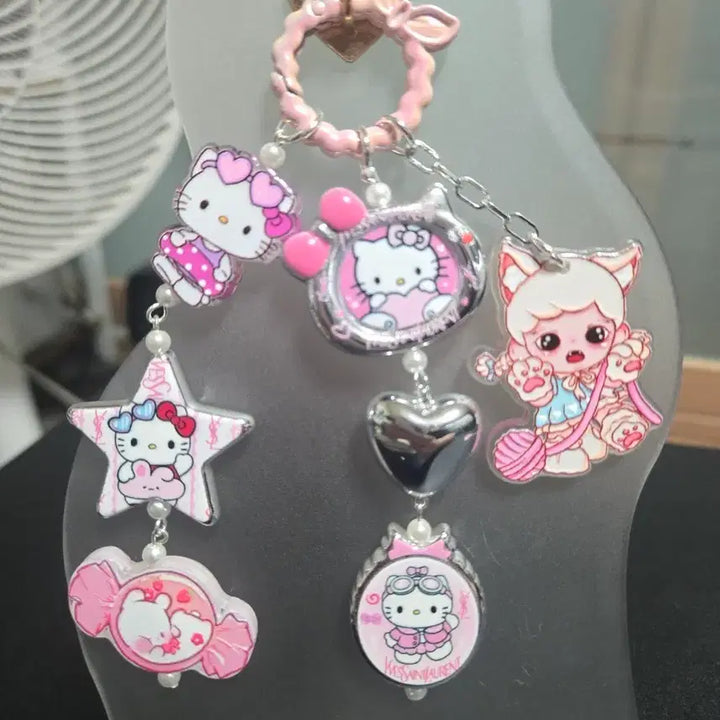 [BUNJANG] Handmade Pink Hello Kitty Deco Keyring / [핸드메이드] 핑크 헬로키티 데코 키링