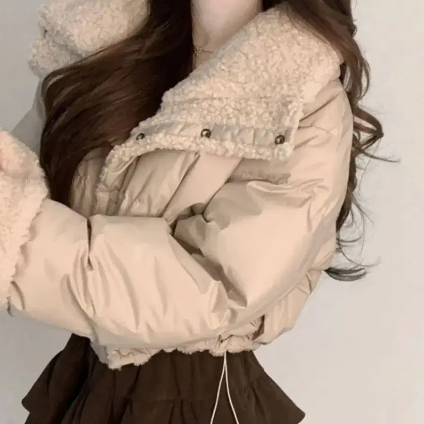 [BUNJANG] Fleece Reversible Short Padded Jacket / 양털 뽀글이 숏패딩