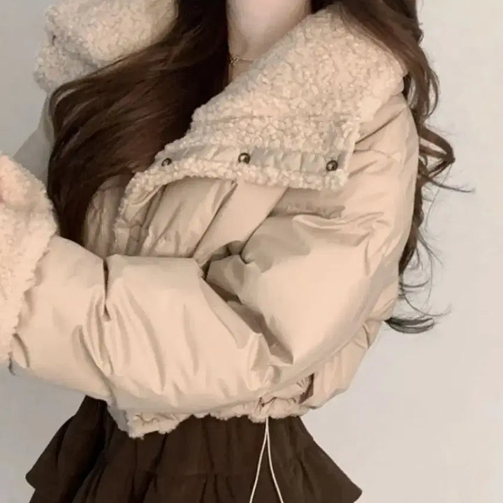 [BUNJANG] Fleece Reversible Short Padded Jacket / 양털 뽀글이 숏패딩