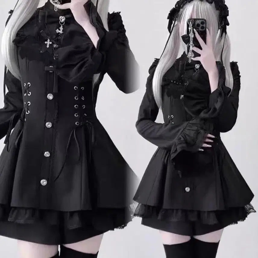 [BUNJANG] Generic Lolita Set Dress / 현물) 양산형 지뢰계 고스로리 셋업 로지타 멘헤라 토요코 원피스