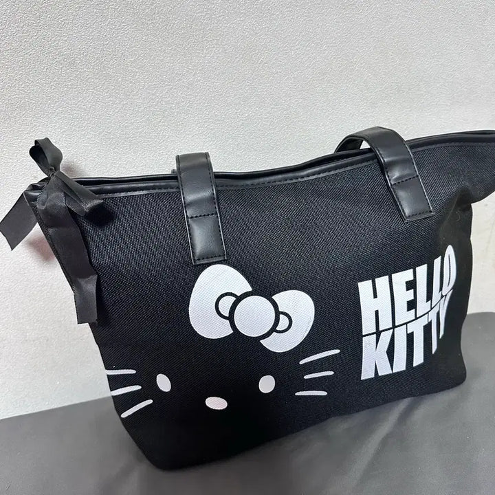 [BUNJANG] Hello Kitty Black Tote Bag with Ribbon / 헬로키티 블랙 토트백 리본