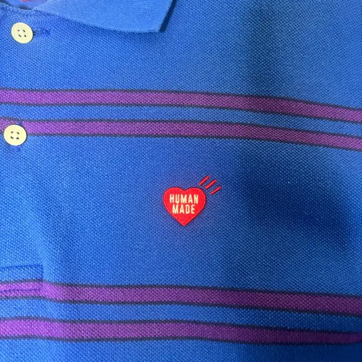 [BUNJANG] Human Made Striped Long Sleeve Polo Shirt Blue XL / 휴먼메이드 롱슬리브 폴로(카라티) 블루 XL사이즈