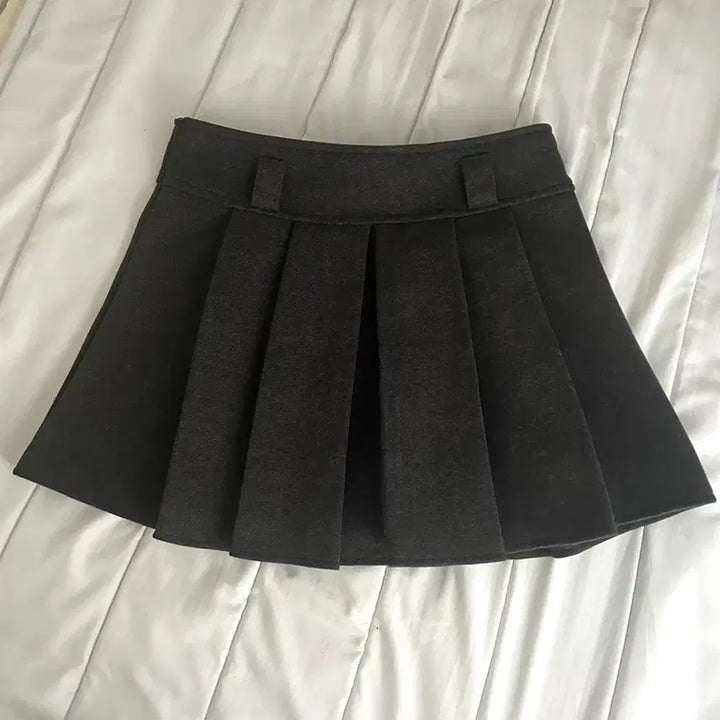 [BUNJANG] Unbranded Charcoal Pleated Mini Skirt / 차콜 플리츠 미니 스커트