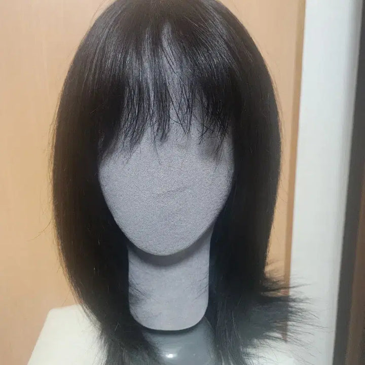 [BUNJANG] Black Short Cut Human Hair Wig / 검정색 숏컷 스타일 인모수제통가발