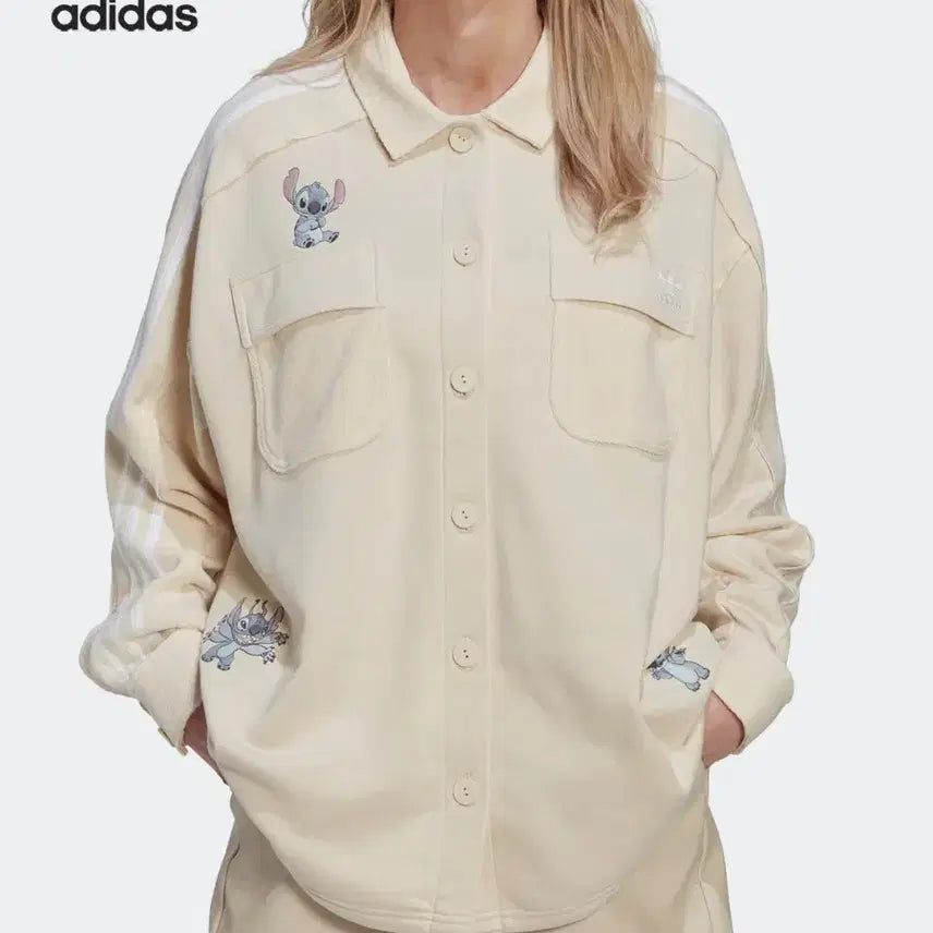 [BUNJANG] Adidas x Disney Stitch Collaboration Sweatshirt / Adidas 아디다스 스티치 디즈니 타올 셔츠 콜라보 스웻 남방