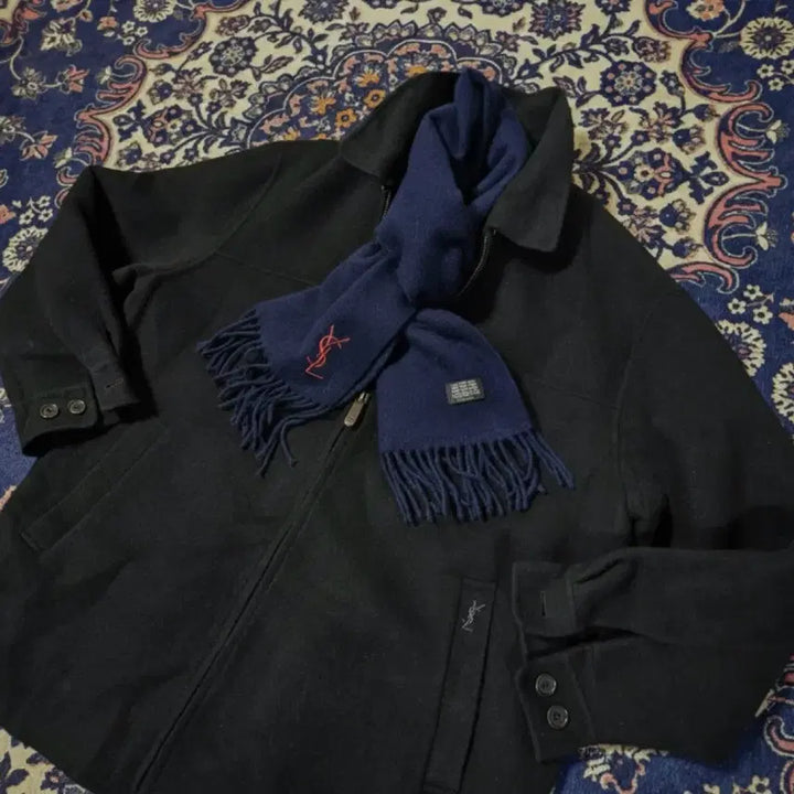 [BUNJANG] Yves Saint Laurent Classic Wool Zip-Up Blouson Jacket / 입생로랑(YSL) 라이센스 클래식 울 집업 블루종 숏 자켓