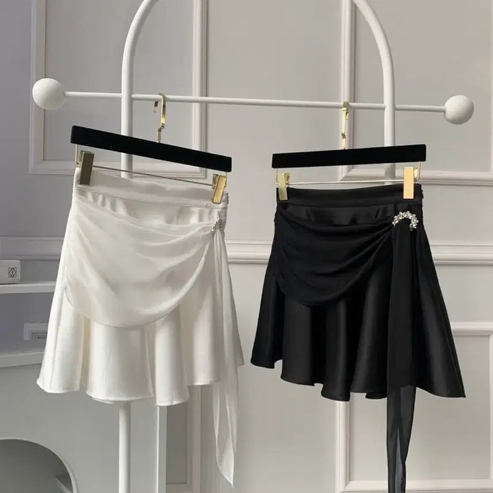 [BUNJANG] Imported Drape Cubic Silk Mini Skirt / [새상품/고퀄/수입의류]드레이프 큐빅 실크 미니 스커트