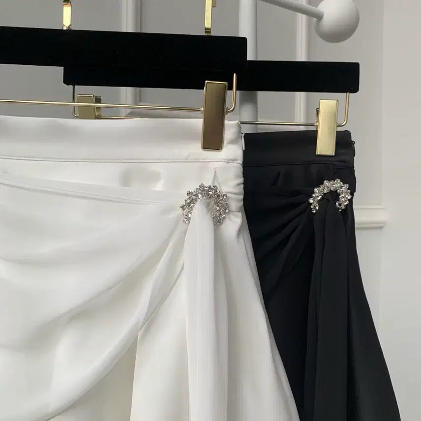 [BUNJANG] Imported Drape Cubic Silk Mini Skirt / [새상품/고퀄/수입의류]드레이프 큐빅 실크 미니 스커트