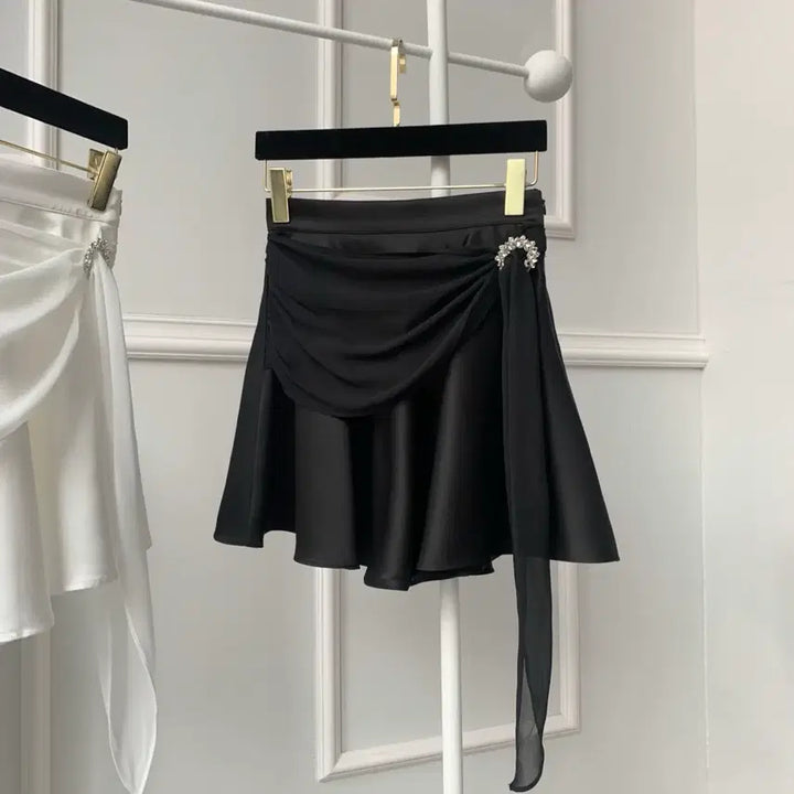 [BUNJANG] Imported Drape Cubic Silk Mini Skirt / [새상품/고퀄/수입의류]드레이프 큐빅 실크 미니 스커트