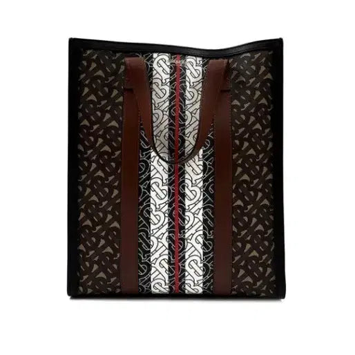 [BUNJANG] Burberry TB Monogram Stripe Tote Bag / (무배)버버리 TB 모노그램 스트라이프 토트백