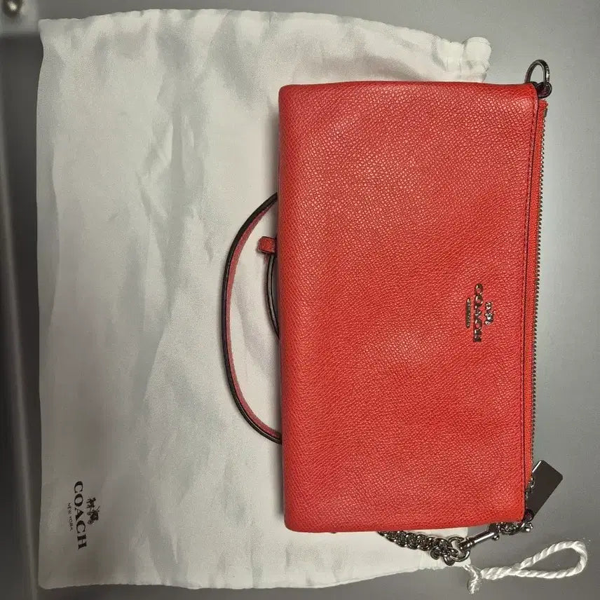 [BUNJANG] Coach Orange Mini Shoulder Bag / 코치 오렌지색  지갑가방(미니숗더백) + 더스트백