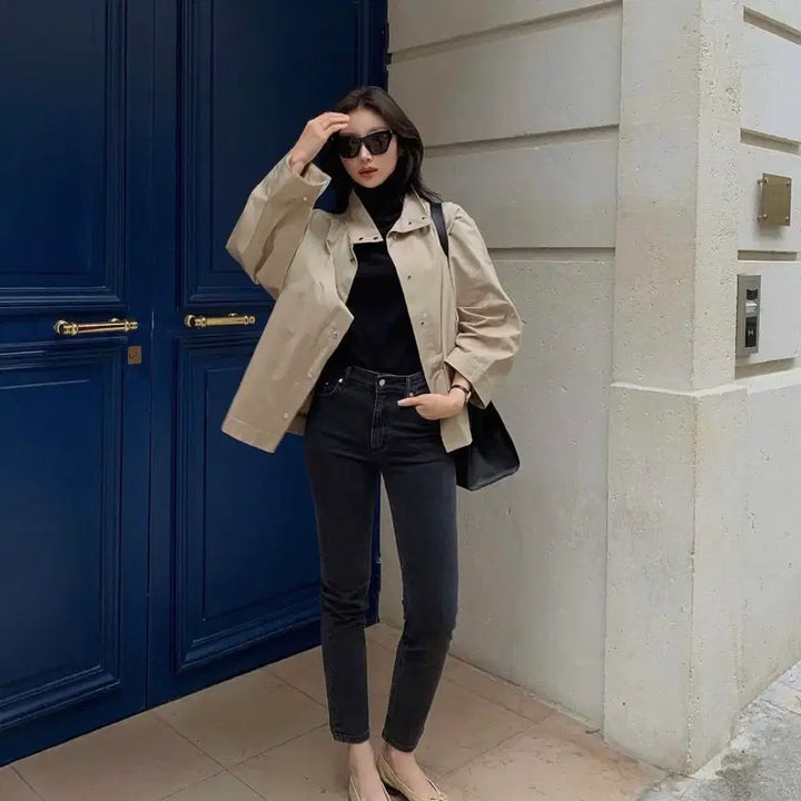 [BUNJANG] Bron Cape Short Trench Coat / 브론 케이프 숏 바바리