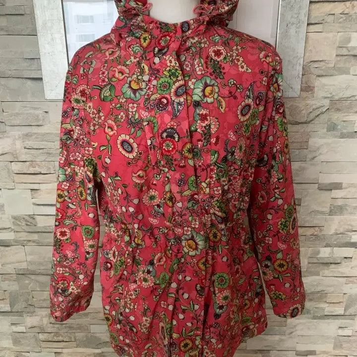 [BUNJANG] Oilily Flower Hooded Drawstring Waist Jacket / 오일릴리 플라워 후드 허리스트링점퍼