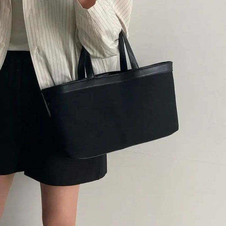 [BUNJANG] Black Canvas Tote Bag / 캔버스 토트백