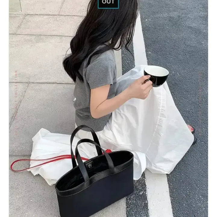 [BUNJANG] Black Canvas Tote Bag / 캔버스 토트백