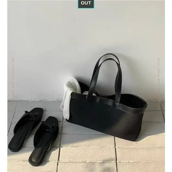 [BUNJANG] Black Canvas Tote Bag / 캔버스 토트백