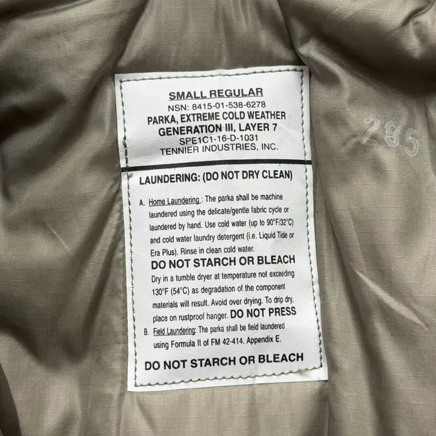 [BUNJANG] Tenier Level 7 PrimaLoft Parka / 미군 레벨7 프리마로프트 파카 테니어사 새상품