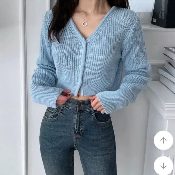 [BUNJANG] Hazzi Crop Cardigan - Sky Blue / 새제품) 하찌 크롭 가디건 하늘