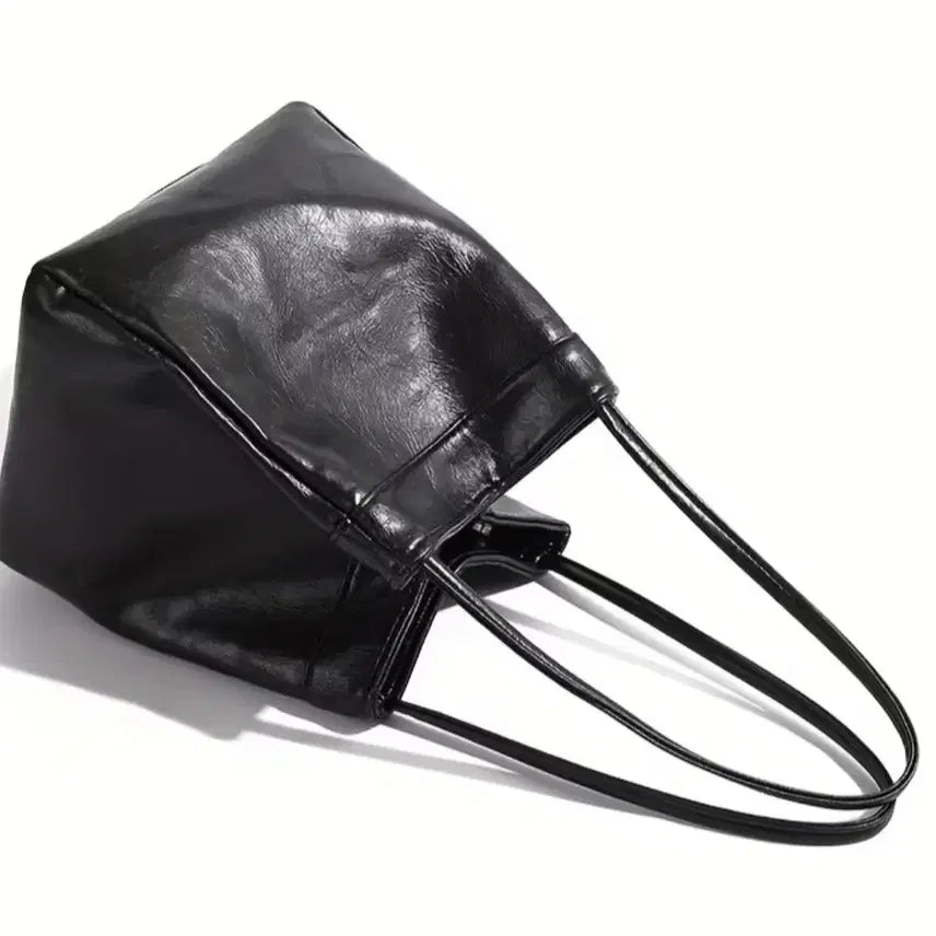 [BUNJANG] Black Leather Tote Bag / 새상품 블랙 레더 토트백