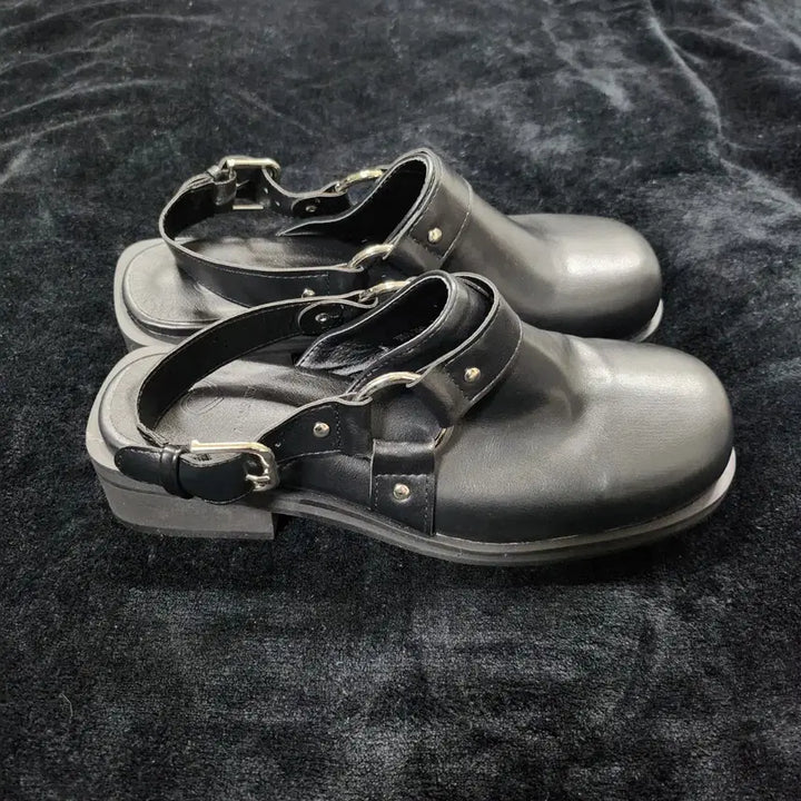 [BUNJANG] Black Leather Buckle Mule Sandals / 블랙 레더 버클 뮬 샌들 슬링백 로퍼 스트랩 슈즈(착용X 새상품급)