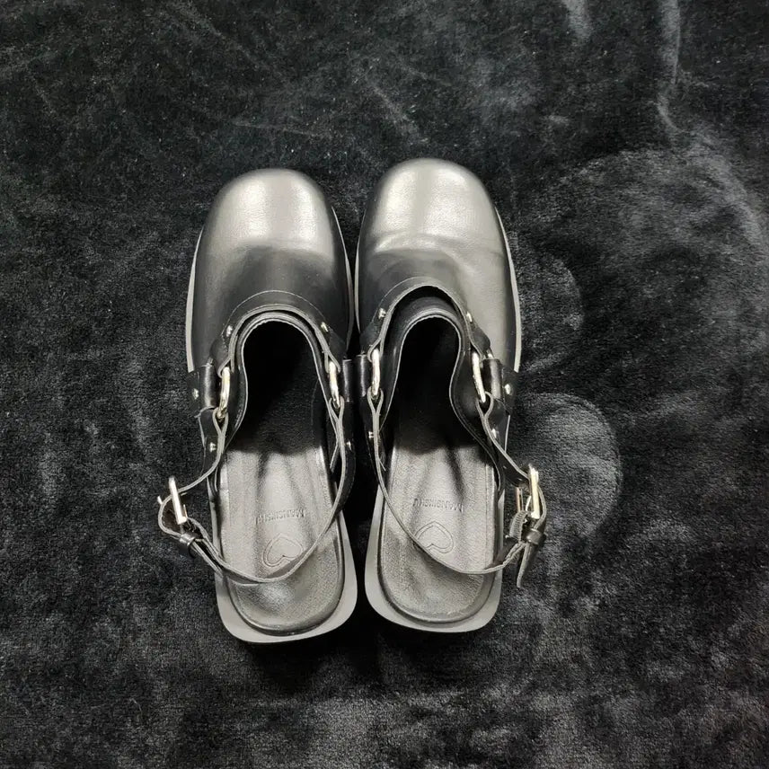 [BUNJANG] Black Leather Buckle Mule Sandals / 블랙 레더 버클 뮬 샌들 슬링백 로퍼 스트랩 슈즈(착용X 새상품급)