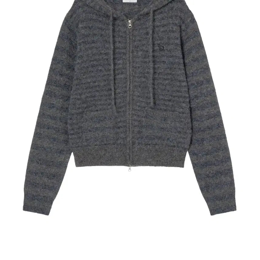 [BUNJANG] aeae Stripe Hooded Knit Zip-up Navy / 택포)aeae 에이이에이이 스트라이프 후드 니트집업 네이비