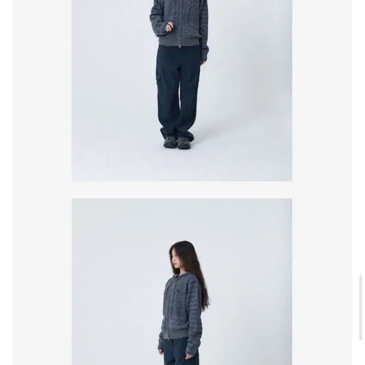 [BUNJANG] aeae Stripe Hooded Knit Zip-up Navy / 택포)aeae 에이이에이이 스트라이프 후드 니트집업 네이비