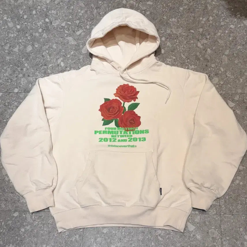 [BUNJANG] thisisneverthat Rose Flower Hoodie Ivory (M) / 디스이즈네버댓 로즈 플라워 후드 아이보리 (M)