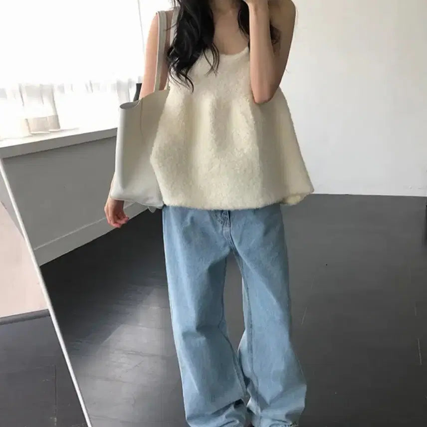 [BUNJANG] Maybebaby Light Wash Denim Wide Pants / 메이비베이비 데님 연청 팬츠
