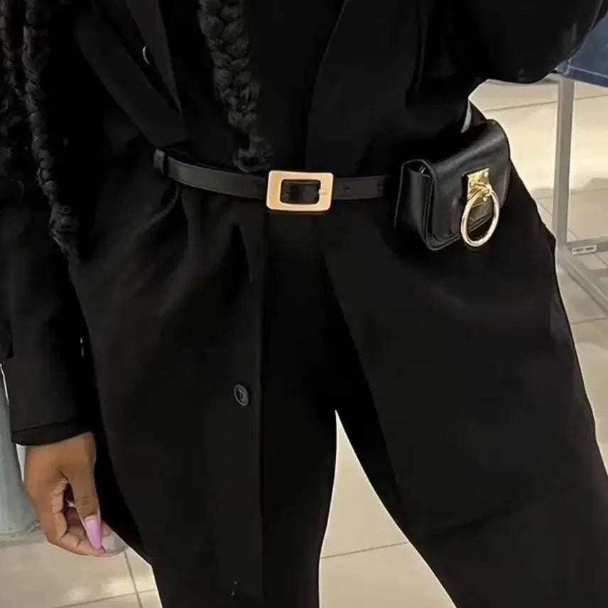 [BUNJANG] Black Leather Belt Bag Mini / 새상품 블랙 레더 벨트백 미니