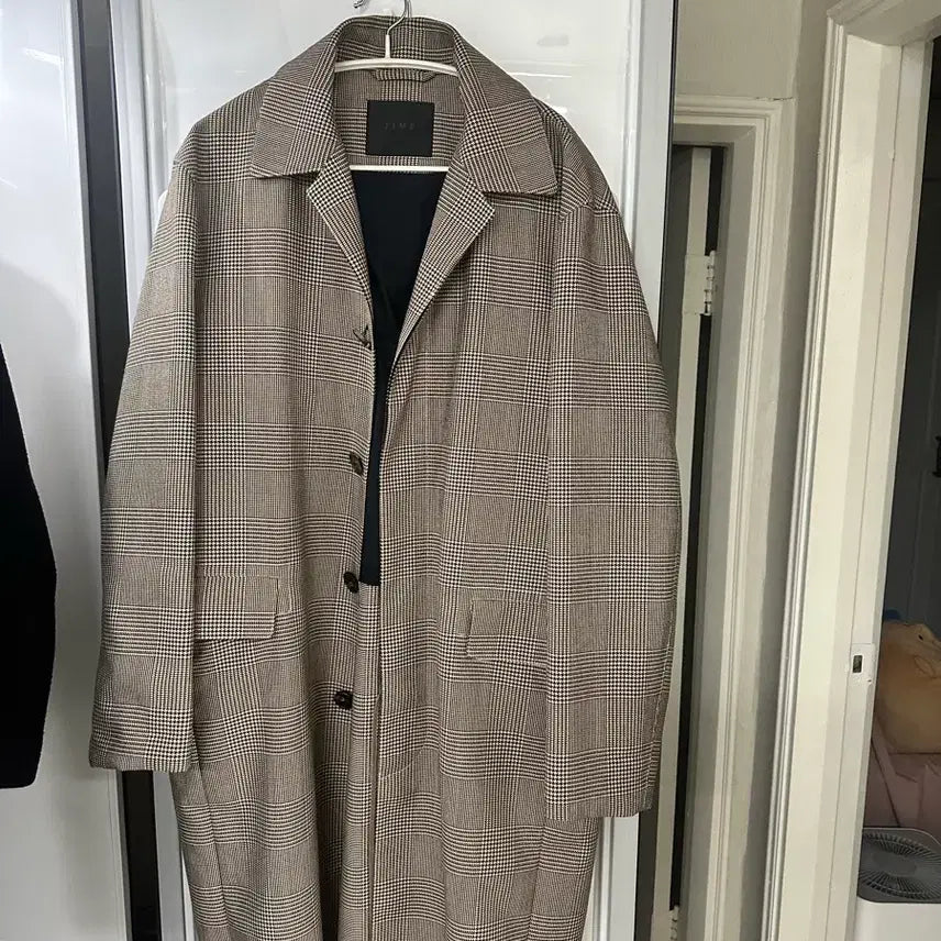 [BUNJANG] TIME Check Trench Coat - 105 / TIME 타임 체크 트렌치 코트 105