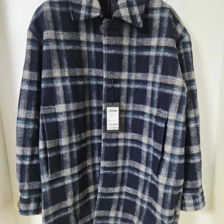 [BUNJANG] ANDZ Checkered Shirt Coat Navy/Black / 앤드지 체크 셔츠형 코트 네이비/블랙