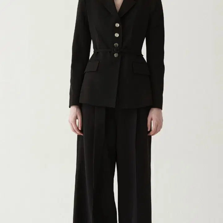 [BUNJANG] Hagahee Belted Tailor Jacket - Black / 하가히 벨티드 테일러 자켓
