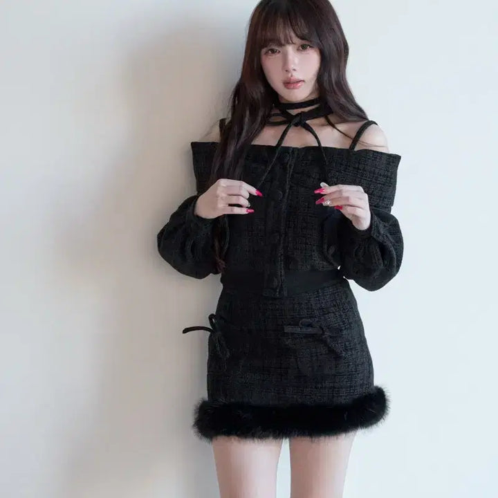 [BUNJANG] BunnyLis Tweed Off-Shoulder Set / 버니리스 BunnyLis 스나계 트위드 오프숄더 셋업 양산형
