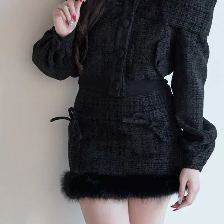 [BUNJANG] BunnyLis Tweed Off-Shoulder Set / 버니리스 BunnyLis 스나계 트위드 오프숄더 셋업 양산형