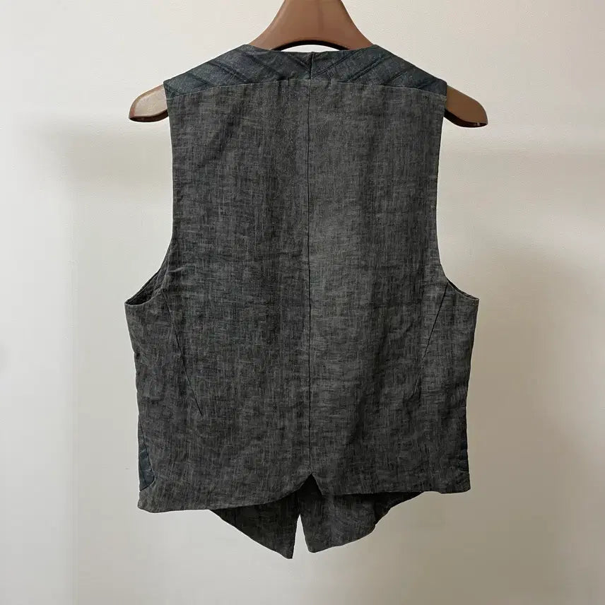 [BUNJANG] Transit Stripe Two-Tone Linen Cotton Vest / (S) Transit 트랜짓 스트라이프 투톤 린넨 코튼  베스트
