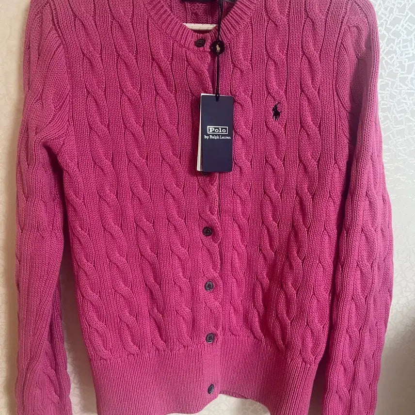 [BUNJANG] Polo Ralph Lauren Crewneck Cardigan Pink M Size / 폴로랄프로렌 크루넥 가디건 핑크 m사이즈