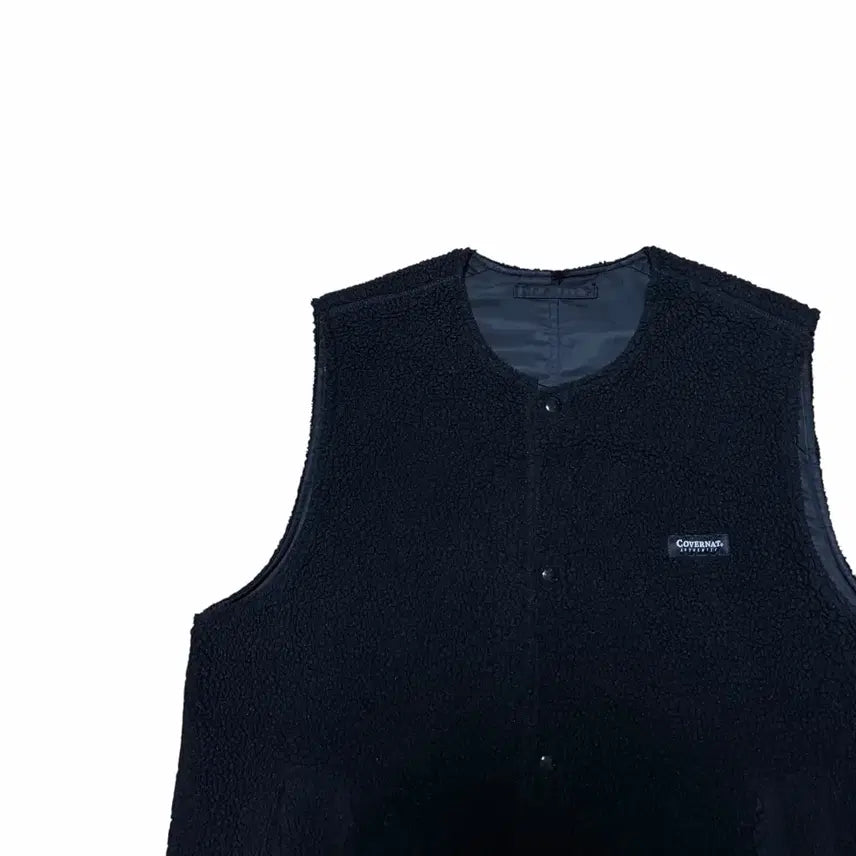 [BUNJANG] Covernat Small Logo Embroidered Sherpa Vest / 커버낫 스몰로고 자수 쉐르파 베스트