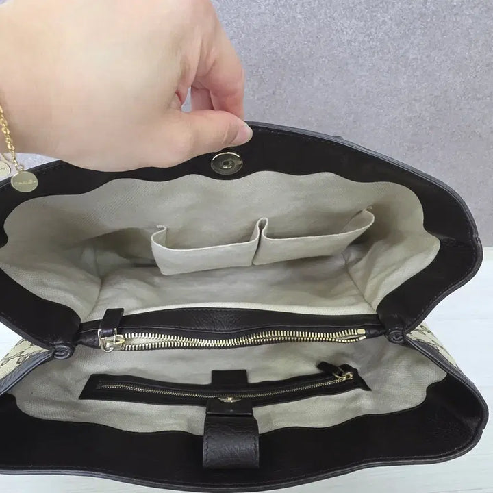 [BUNJANG] Gucci GG Canvas Bamboo Handle Tote Bag / 구찌 GG캔버스 뱀부 핸들 토트백