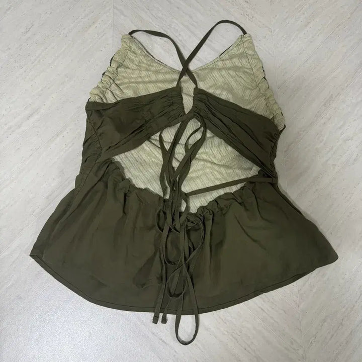 [BUNJANG] Kim Me The Young Backless Ribbon Top - Khaki / 김미더영 백리스 리본 탑 카키