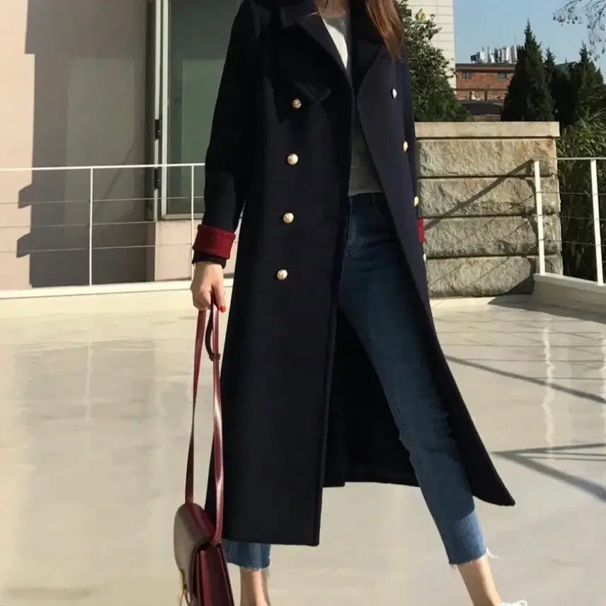 [BUNJANG] BLUMIN Navy Double Coat / 마지막 BLUMIN 블루민 네이비 더블 코트 울100