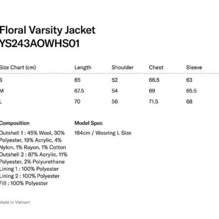 [BUNJANG] YesEyeSee Floral Varsity Jacket Navy / 예스아이씨 플로럴 바시티 자켓 네이비