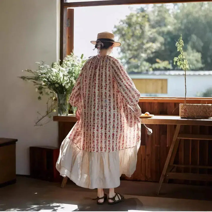 [BUNJANG] Floral Pattern Long Dress / 플라워 패턴 롱 원피스 벌룬소매